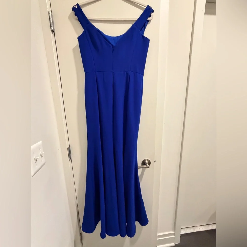 Marchesa Notte Blue Floral Embroidered Long Formal Evening Gown Dress - Picture 14 of 16